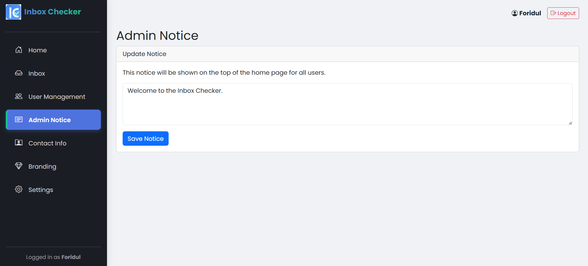 Notice feature